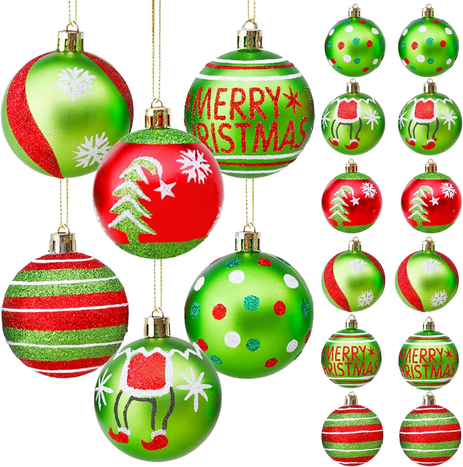 12 Pieces 2.4 Inch Christmas Ball Ornaments, Glittering Plastic Hanging Decorations for Xmas Tree Decoration Pendants