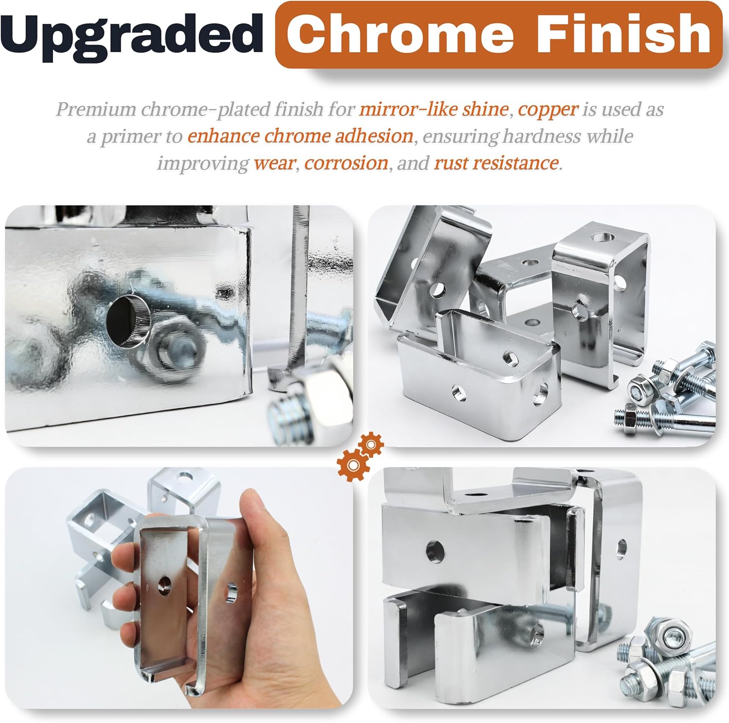 SIWOOD Chrome Plated 1-5/8" Strut Channel Trolley Track Hanger Bracket, Heavy Duty Unistrut Channel Support Bracket, Screws Included (6 Pack)