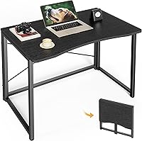 Huuuger 31.5 Inch Folding Desk for Small Spaces - Foldable Computer Table, Home Office Study Bedroom Dorm, Space Saving Black