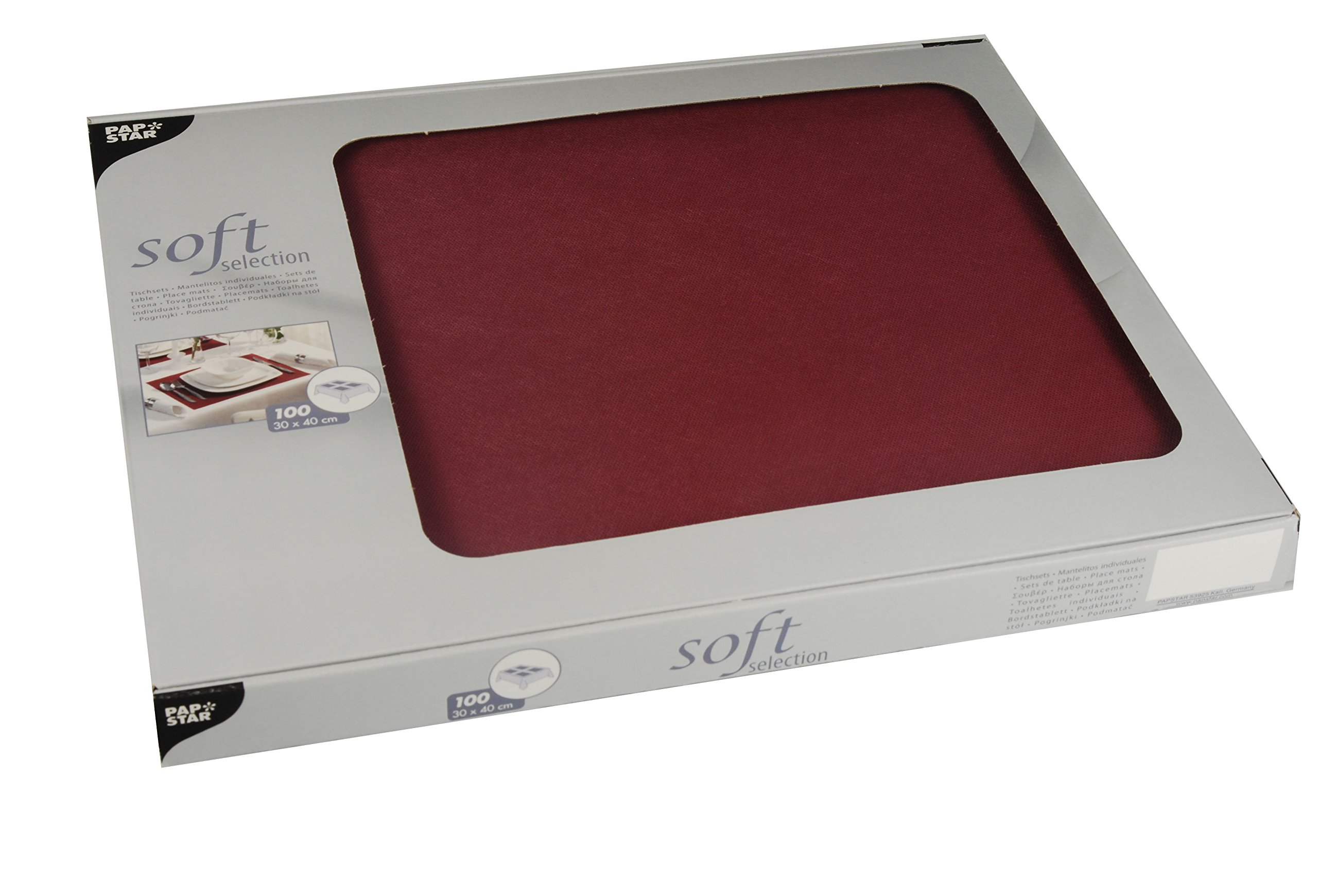 Papstar Soft Selection, 100 Place Mats, Fabric-Like Fleece 30 cm x 40 cm Bordeaux # 82322