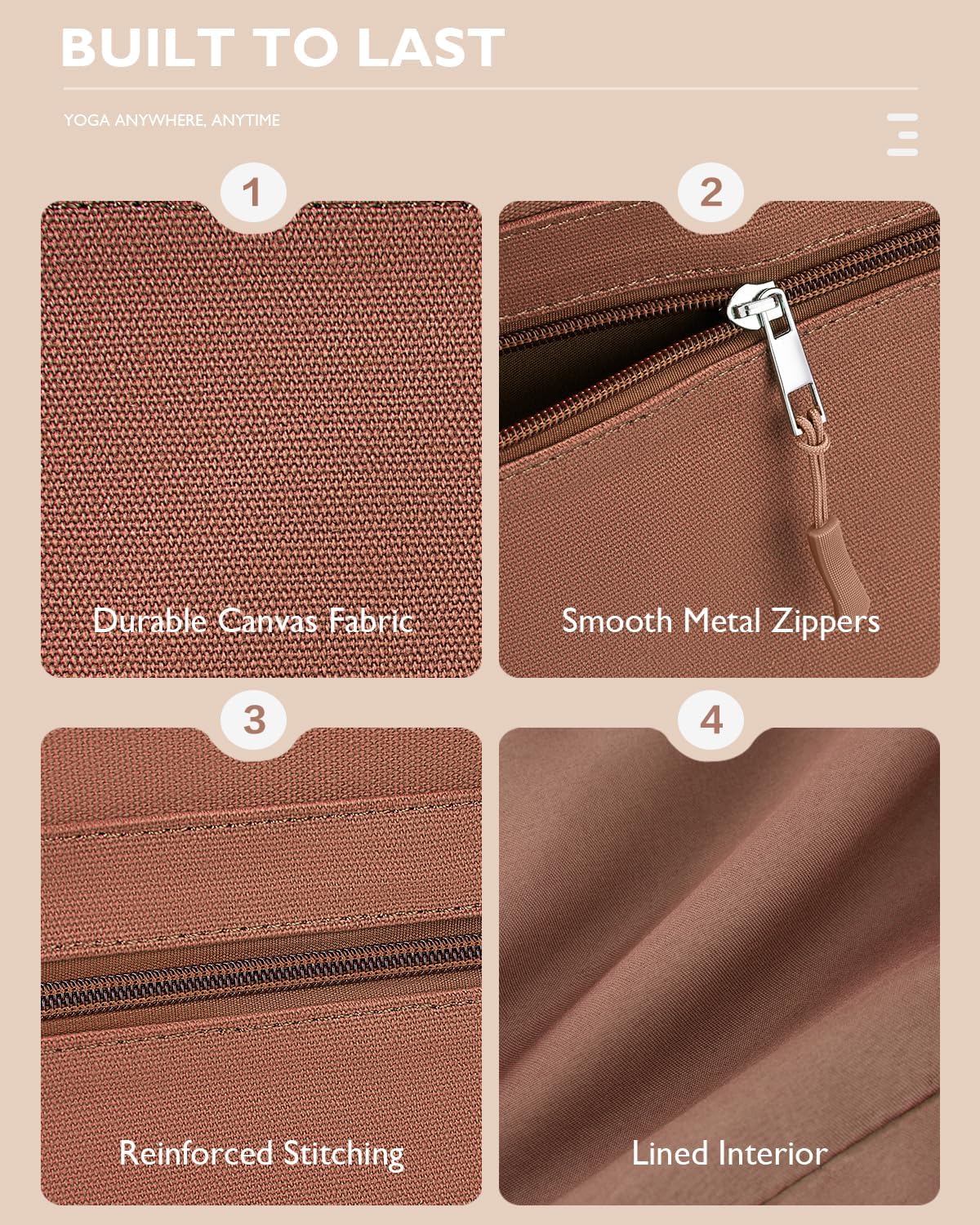 Gonex Yoga Mat Bag, Extra Large Canvas Gym Bag with Waterproof Pocket Metal Zipper, Fits Mat & Blocks, Stylish Yoga Mat Carrier for Women, Ideal for Yoga, Pilates, Workout, Travel