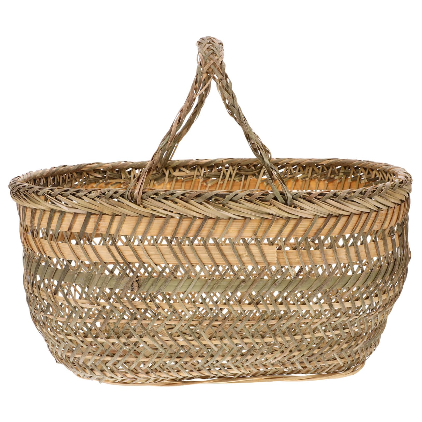 BESPORTBLE Cesta de almacenamiento de bambú rústico manejar Canasta de almacenamiento de mimbre para picnic Cesta de almacenamiento de mimbre para plantas titular de almacenamiento de picnic