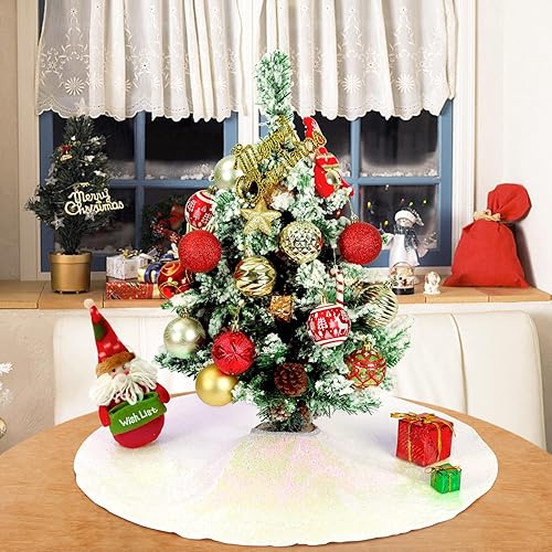 Miniatura 48 de Falda de árbol de Navidad de lentejuelas: Falda de árbol de bronce de 24 pulgadas, falda de satén con lentejuelas Falda de árbol pequeño