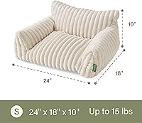 Vista 5 de Lindo sofá cama para mascotas, sofá de apoyo para gatos de interior, sofá cama para perros pequeños para perros pequeños, crema, 24 pulgadas