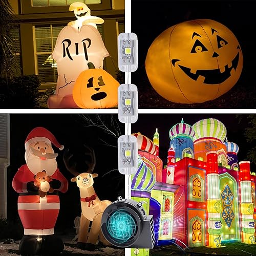 Miniatura 7 de Mini soplador de aire de repuesto de 12 V 0.8 A con 3 luces LED para inflables, Halloween, decoración de Navidad, ventilador inflable para