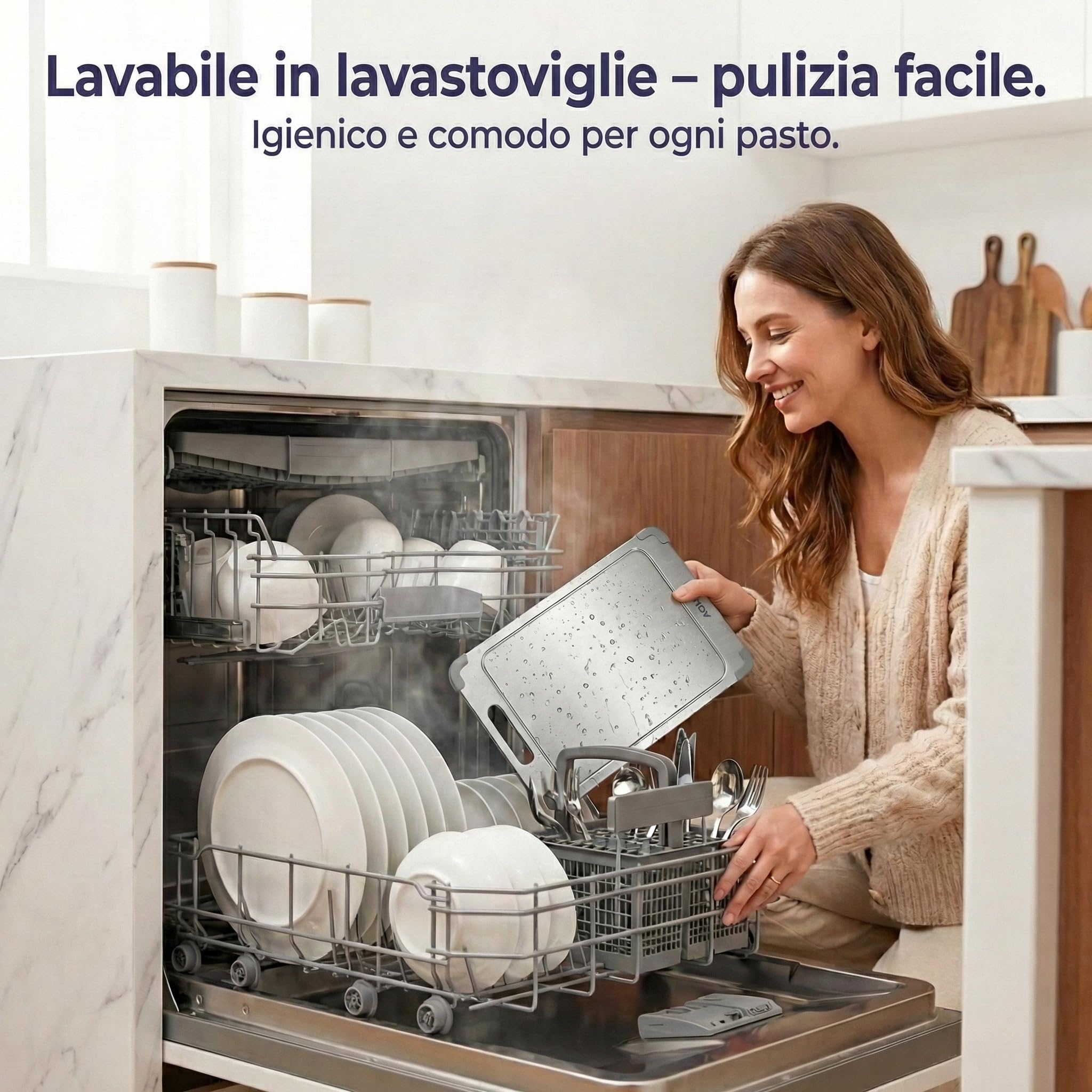 adivo Tagliere 100% Titanio Puro Grande 39x28x0,15 cm Antibatterico Antiruggine Facile da Pulire