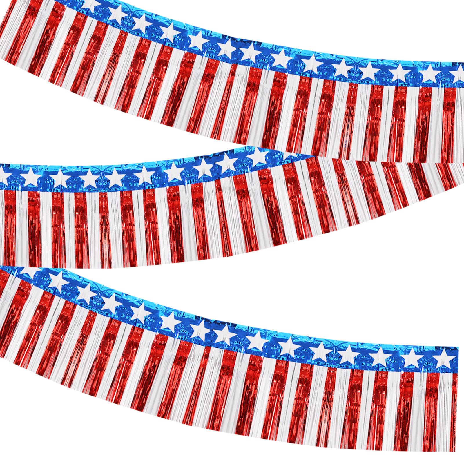 BEISHIDA Star Fringe Garland Banner 3Pack 30ft Wall Tinsel Foil Streamers