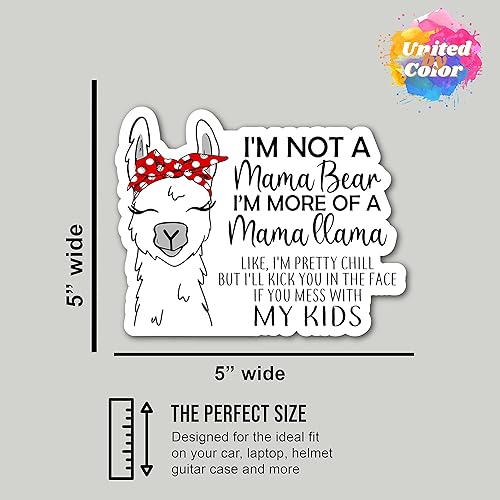 Miniatura 5 de United by Color Not Mama Bear More Like Llama de 5 x 5 pulgadas - Adhesivo fuerte impermeable Mama Llama - No se decolora, se utiliza para camión,