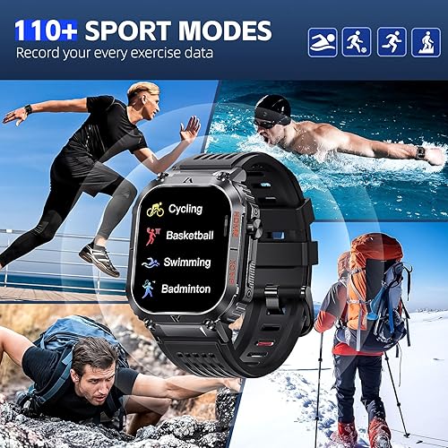 Miniatura 4 de Reloj inteligente militar para hombres (respuestahacer llamadas) 5ATM resistente al agua resistente reloj inteligente táctico con brújula 2.02