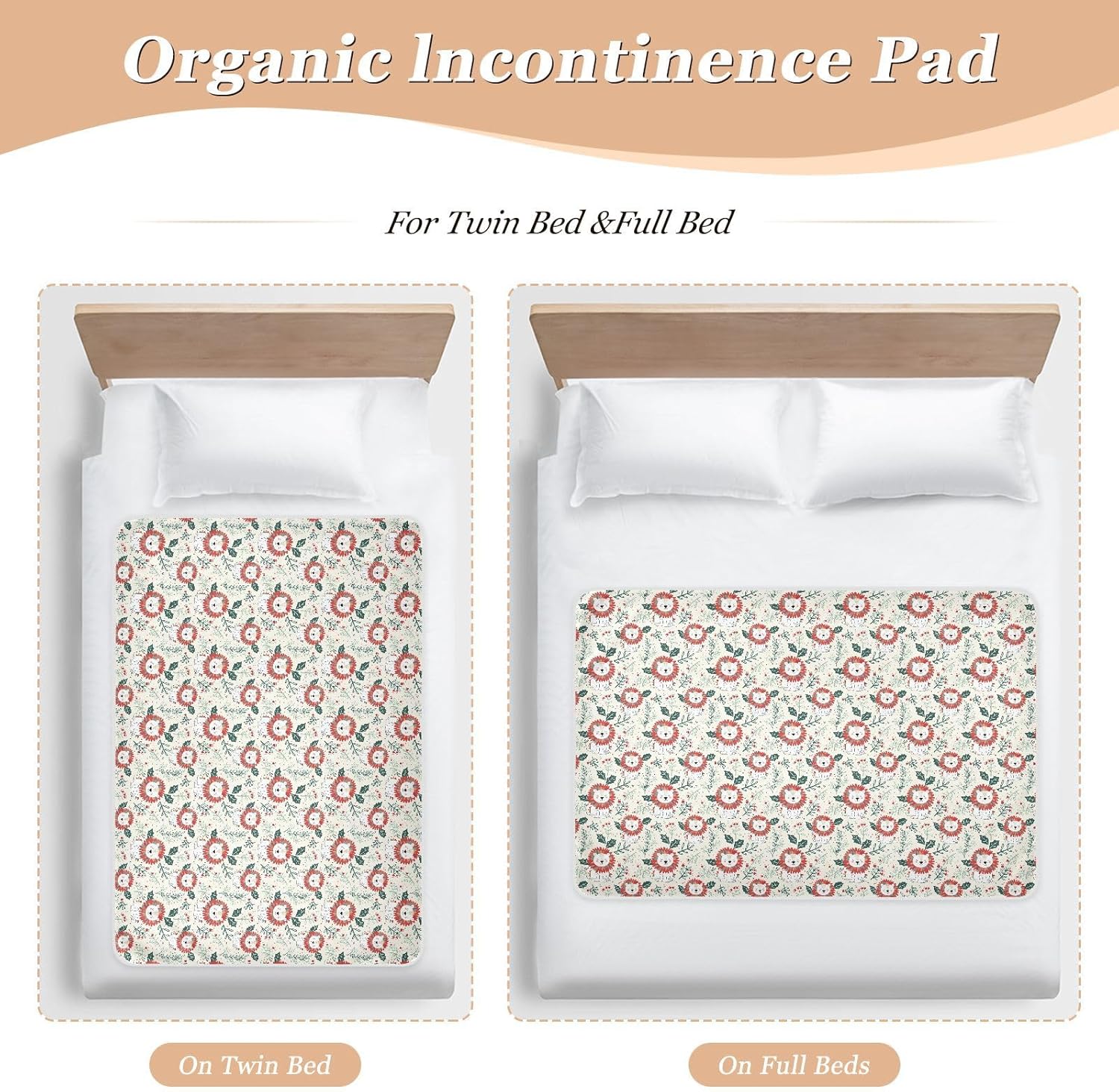 Animal White Lion Christmas Extra Large Resuable Baby Bed Pad Soft Absorbent Diaper Changing Pad Skin-Friendly Incontinence Pads for Infant Baby , 52" L x 34" W