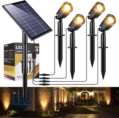 Miniatura 1 de Lightasea Focos solares para exteriores, IP67 impermeables, focos solares para paisaje, encendido y apagado automático con 3 modos, luz cálida 4 en