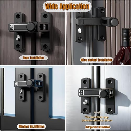 Miniatura 8 de Pestillo de puerta de granero de 90180 grados, cerradura de puerta deslizante ajustable de granero, altura ajustable de 0.000-1.181 in cierres