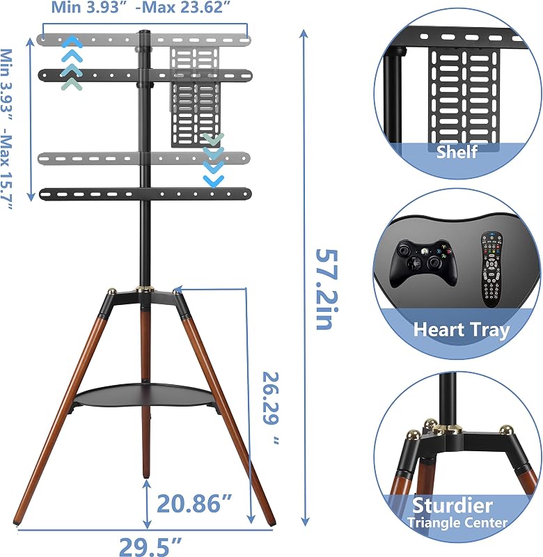 ETHU Easel TV Stand with Plate for 32-65" TV, 140° Swivel, 88lb Cap image 4