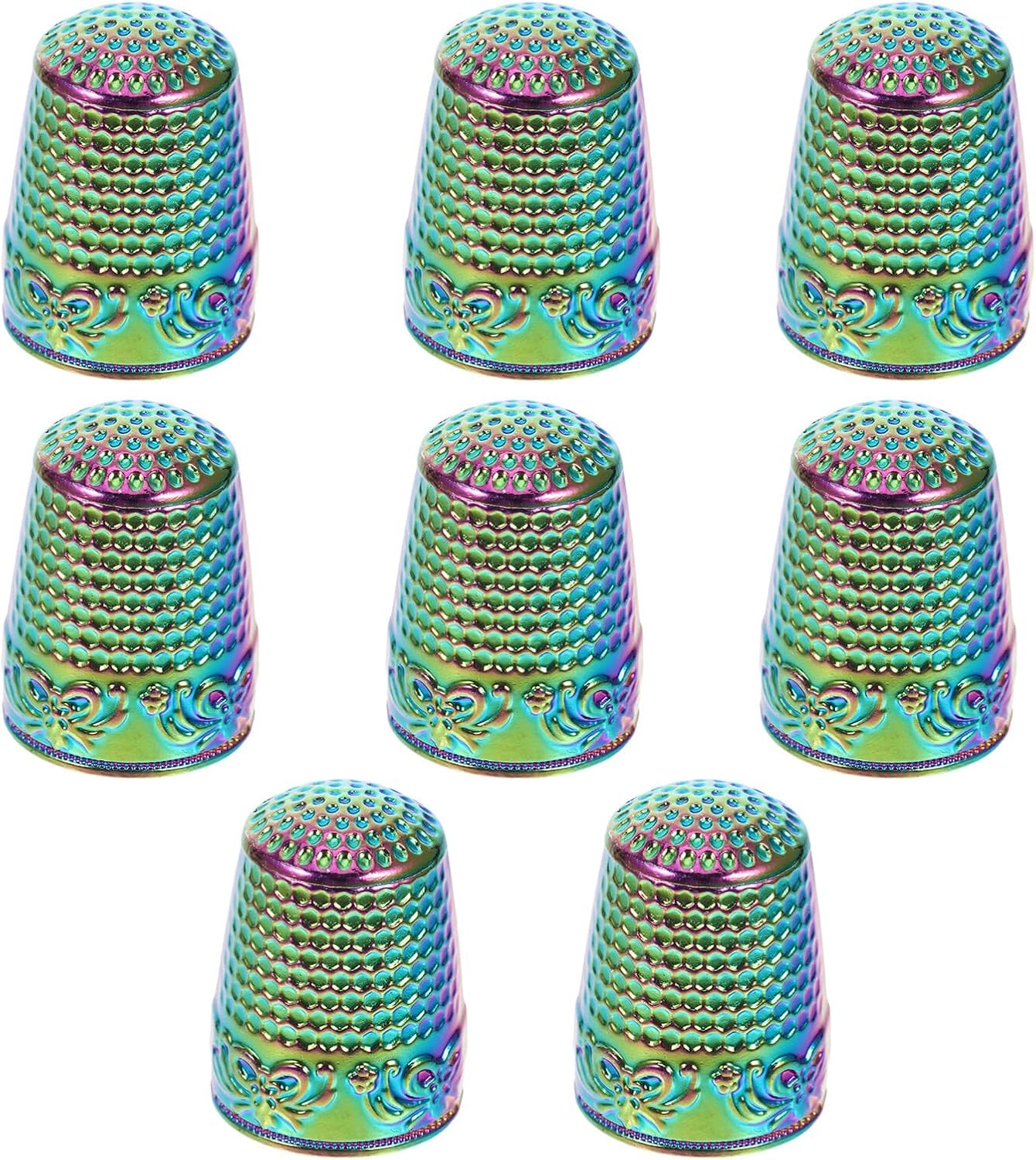 ABOOFAN 8pcs Copper Sewing Thimbles Finger Protectors Kit for Quilting and Hand Sewing, Vintage Metal Thimble Finger Caps for Dressmakers and Needlework Craft