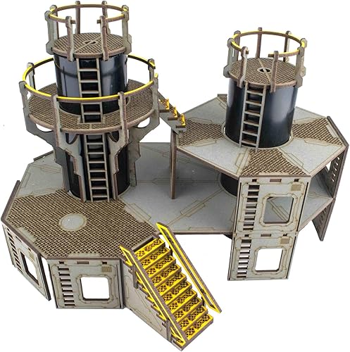 Miniatura 3 de Industria de la guerra Refinería 1  Sin pintar  1.102 in Sci-Fi Wargaming Terrain Modelo Diorama Scenery Sci-Fi Batalla Mesa Guerra Destruido Juego