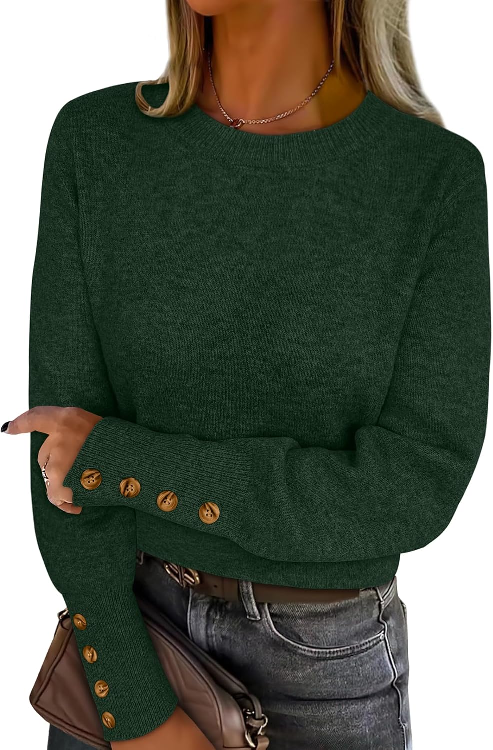 ANRABESS Sweaters for Women Long Sleeve Crewneck Casual Loose Wool Blend Soft Knit Pullover Tops 2025 Fall Fashion Outfits