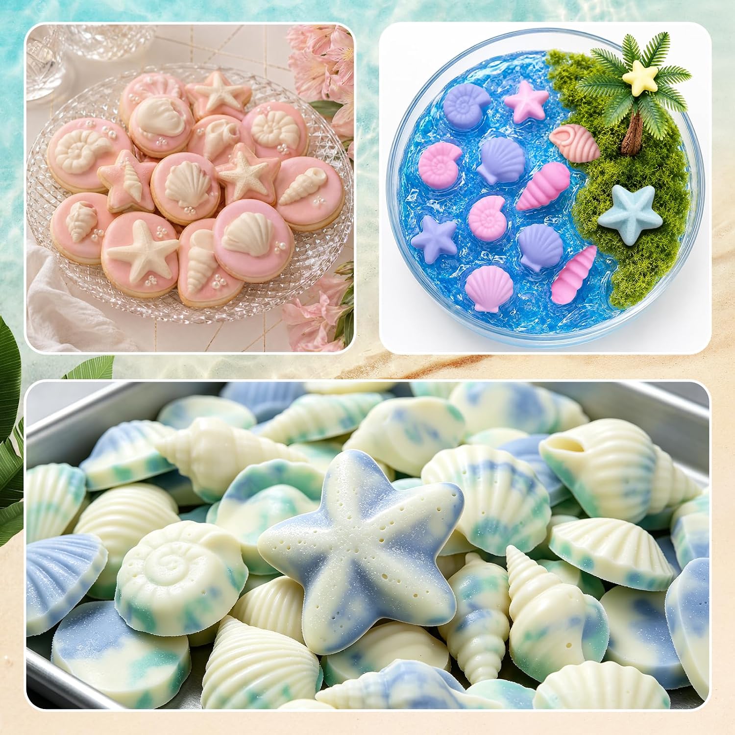 3Pcs Seashell Chocolate Silicone Molds Ocean Candy Mold Starfish Ice Cube