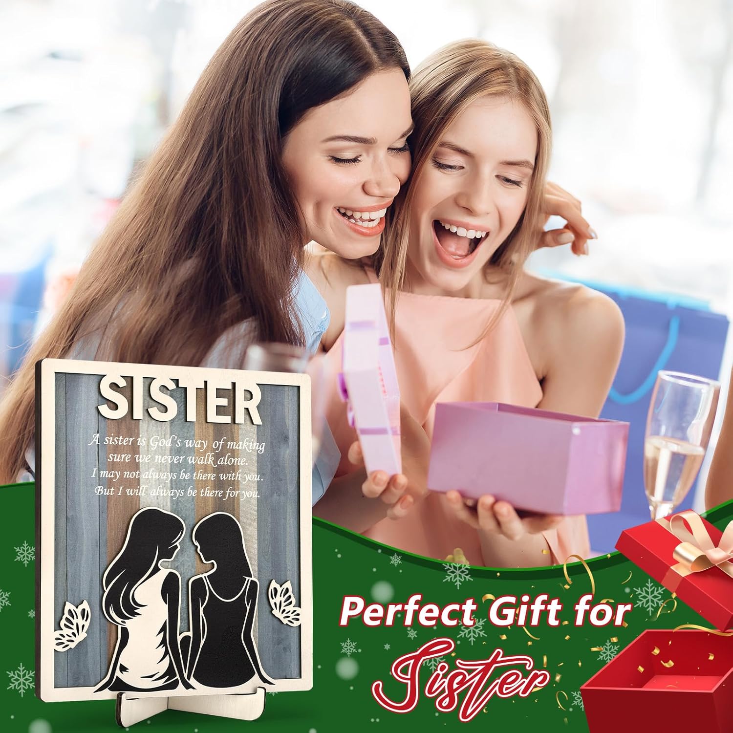 Sister Gifts from Sister, Sister Birthday Gifts for Sister from Sister, Sister Christmas Gifts from Sister Friend Bestie Desk Decorative Sign Gifts - Image 6