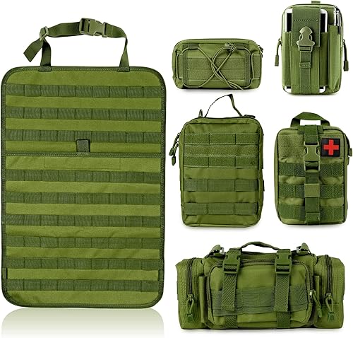 Miniatura 5 de MAIKER - Organizador táctico para respaldo de asiento de auto, organizador de panel de vehículo con 5 bolsas Molle desmontables, tamaño universal,