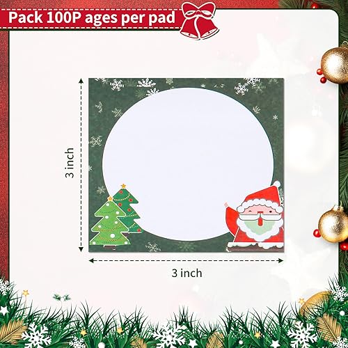 Miniatura 2 de Bonitas notas adhesivas de Navidad de 3 x 3 pulgadas, 6 diseños, 6 paquetes de 100 páginaspaquete, 600 páginas en total, adorables diseños festivos,