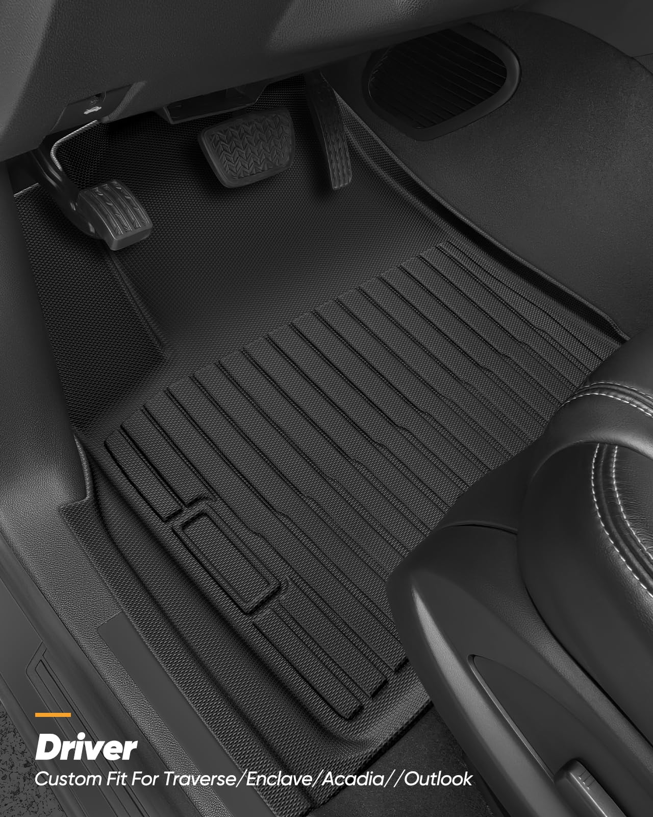 All Weather Floor Mats Custom Fit for Chevy Traverse 2009-2017 Only Fits Captains Chairs Front Backseat Row Liners — view 5