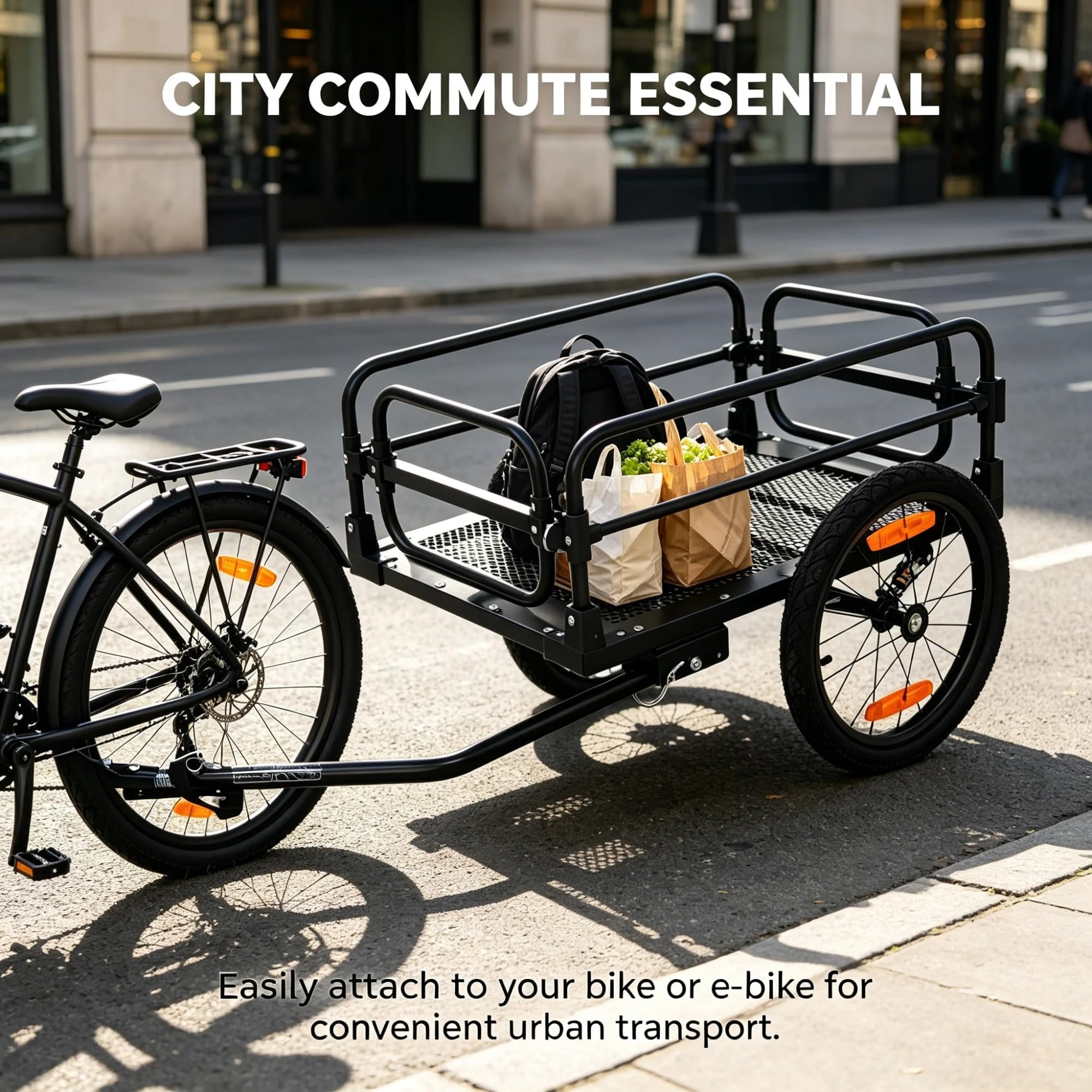 Remolque de Carga Pesada para Bicicleta, Carro Plegable con Enganche Universal