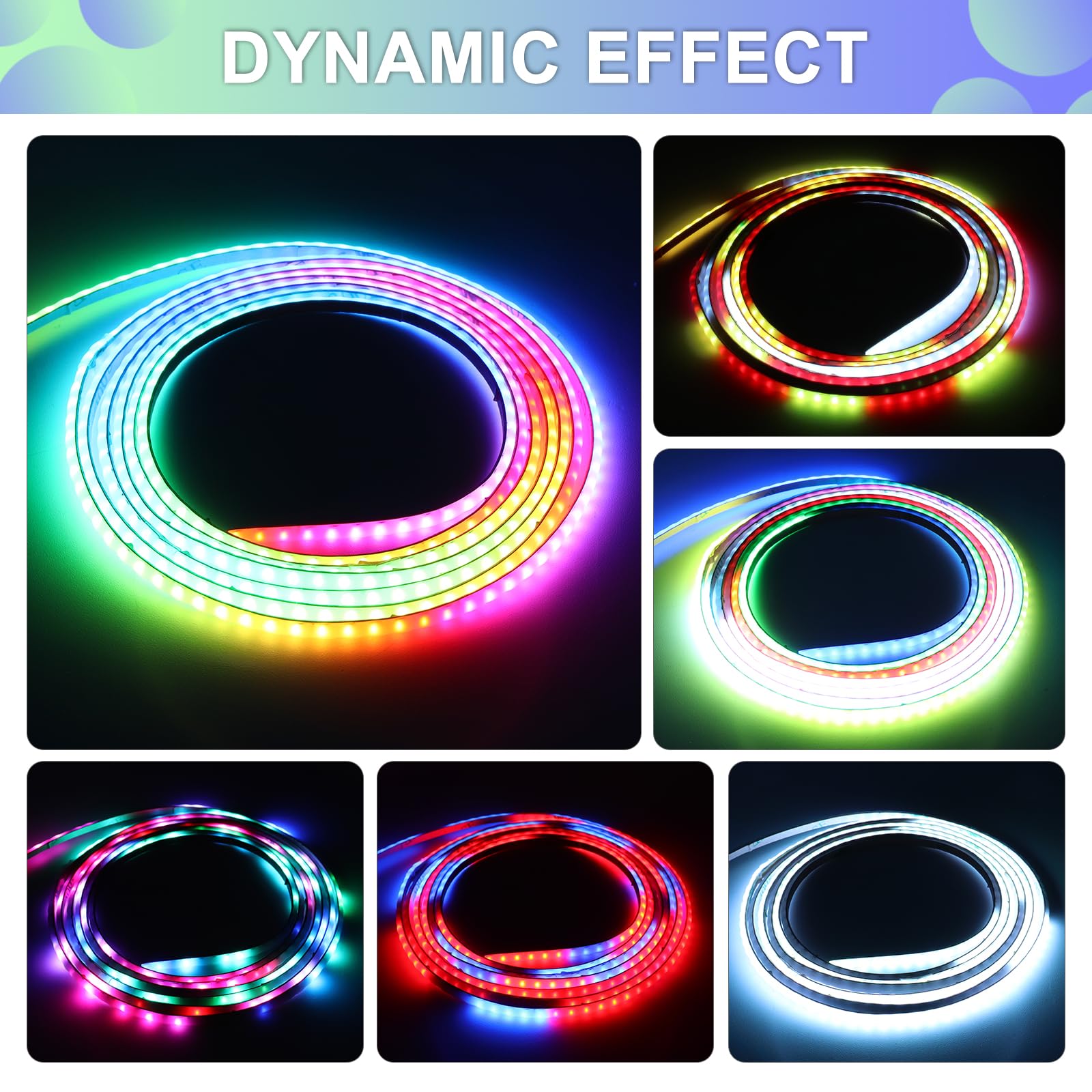 WS2812B COB LED Strip Kit, 1m 3mm Ultra Thin Smart IC RGB USB Light