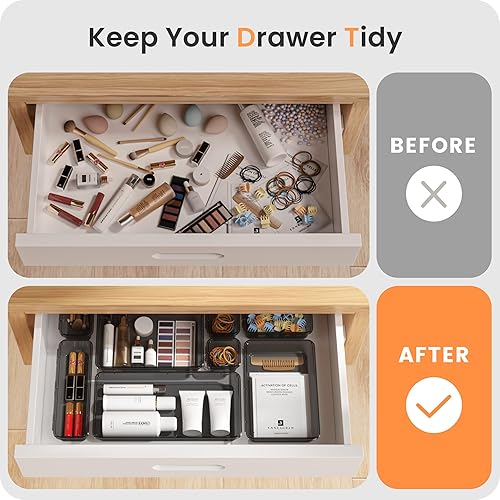 Miniatura 8 de A-LuGei Grado militar Organizador de cajones, organizador de maquillaje transparente, con capacidad para 177 artículos organizadores de baño y