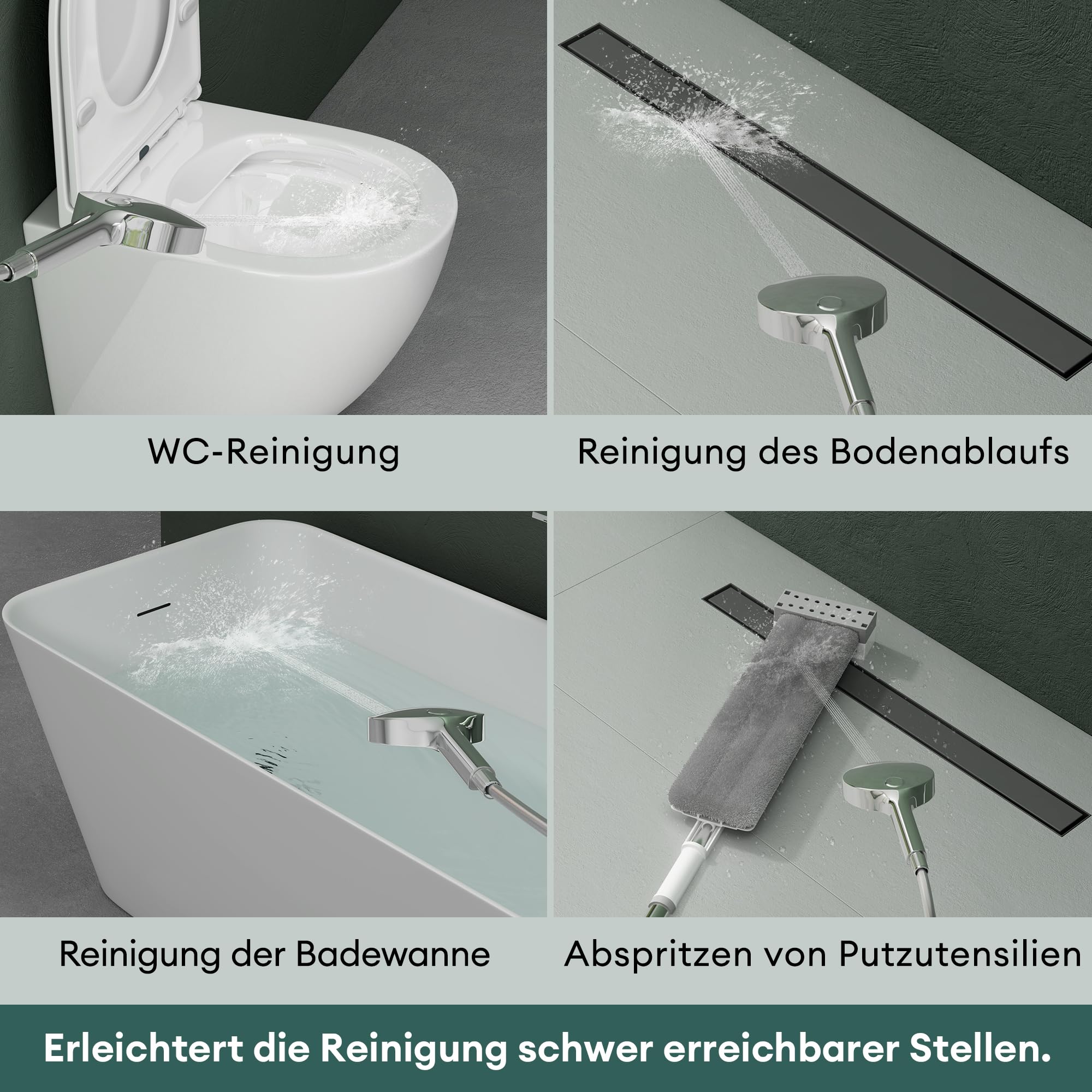 Mai & Mai Badewannenarmatur mit Handbrause, Wannenarmatur Wasserfall Silber | Wandarmatur für Badewanne aus Messing, 5 Strahlarten, Duschbrause mit Unterauslauf und Handbrause DSN-401