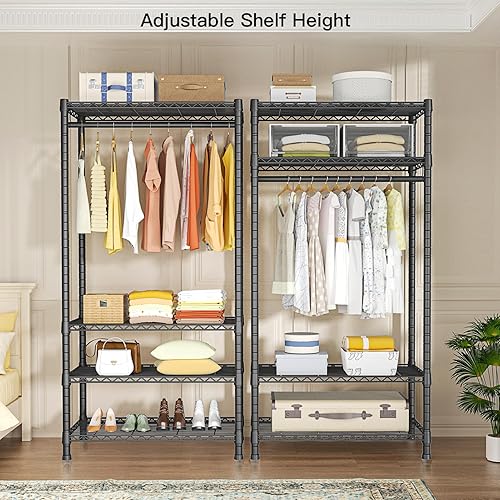 Miniatura 4 de Ulif H2 Heavy Duty Clothes Rack, Freestanding 4 Tiers Garment Rack for Hanging Clothes with Shelves and Hangers, Closet Organizers and Storage Metal
