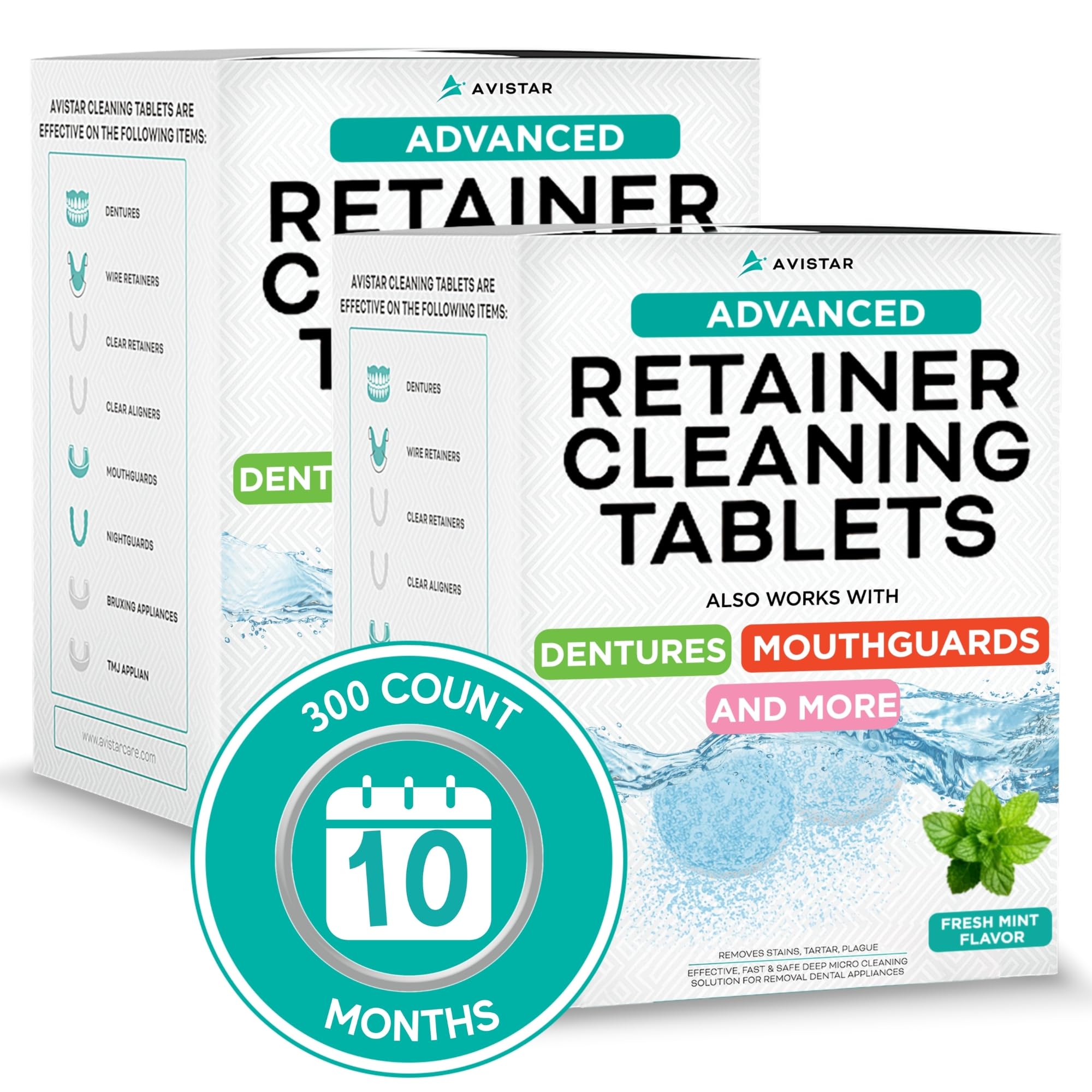 Retainer & Mouth Guard - Pastillas limpiadoras de retenedores de sabor a menta y limpiador Invisalign - Pastillas de limpieza de dentaduras, limpiador de dentaduras postizas, alineadores, protector