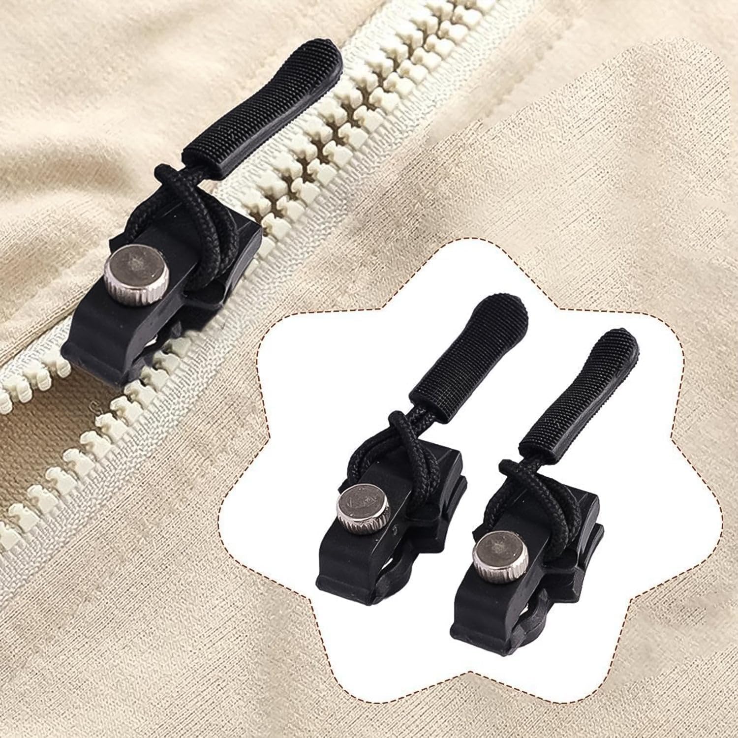 AJARVAR Portable Universal Detachable Zipper Slider - Easy to Use, Durable Replacement Zipper Pull for Bags, Jackets, Luggage, Versatile Design Fits Most Zipper Sizes(Pack of 10) 1