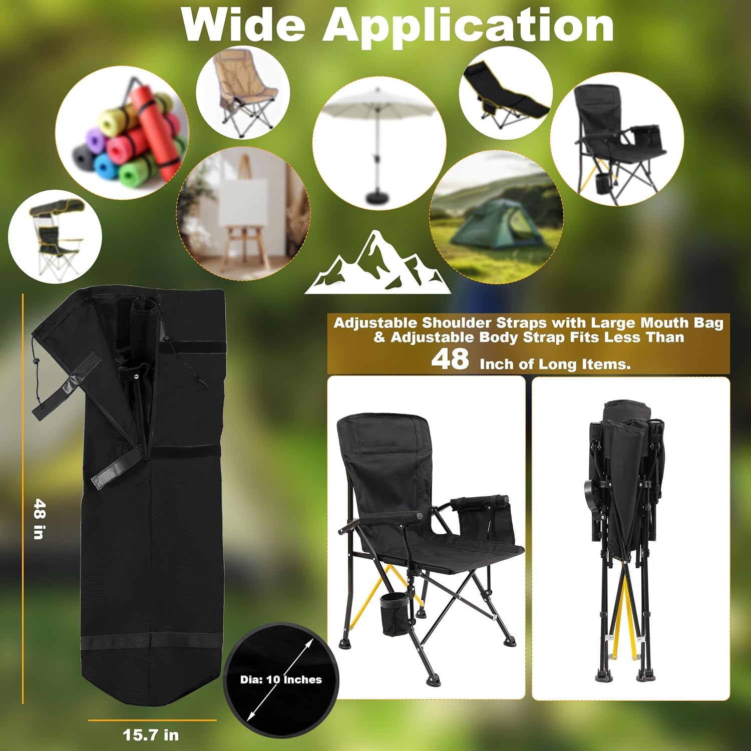 Camping Chair Bag Replacement Folding Chair Bag Beach Chair Bag 600D Oxford Bag Hammock Bag (1 Pack,Updated Design)
