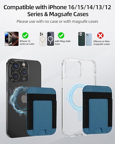 Miniatura 76 de ExtreLife Magsafe Wallet, cartera magnética más fuerte para iPhone 17/16/15/14/13/12, para tarjetero Magsafe con 2 ranuras para tarjetas, bloqueo