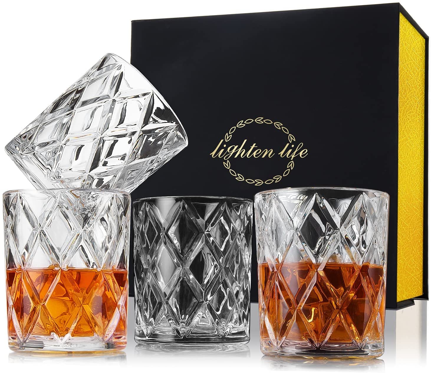 MZP Italin Premium Luxury Whiskey Glass - Set of 12-300 ml - Crystal Clear Diamond Glass, Elegant Party Drinking Glassware, Dishwasher Safe, Restaurant Glass (Small Chex Whiskey =12) 1