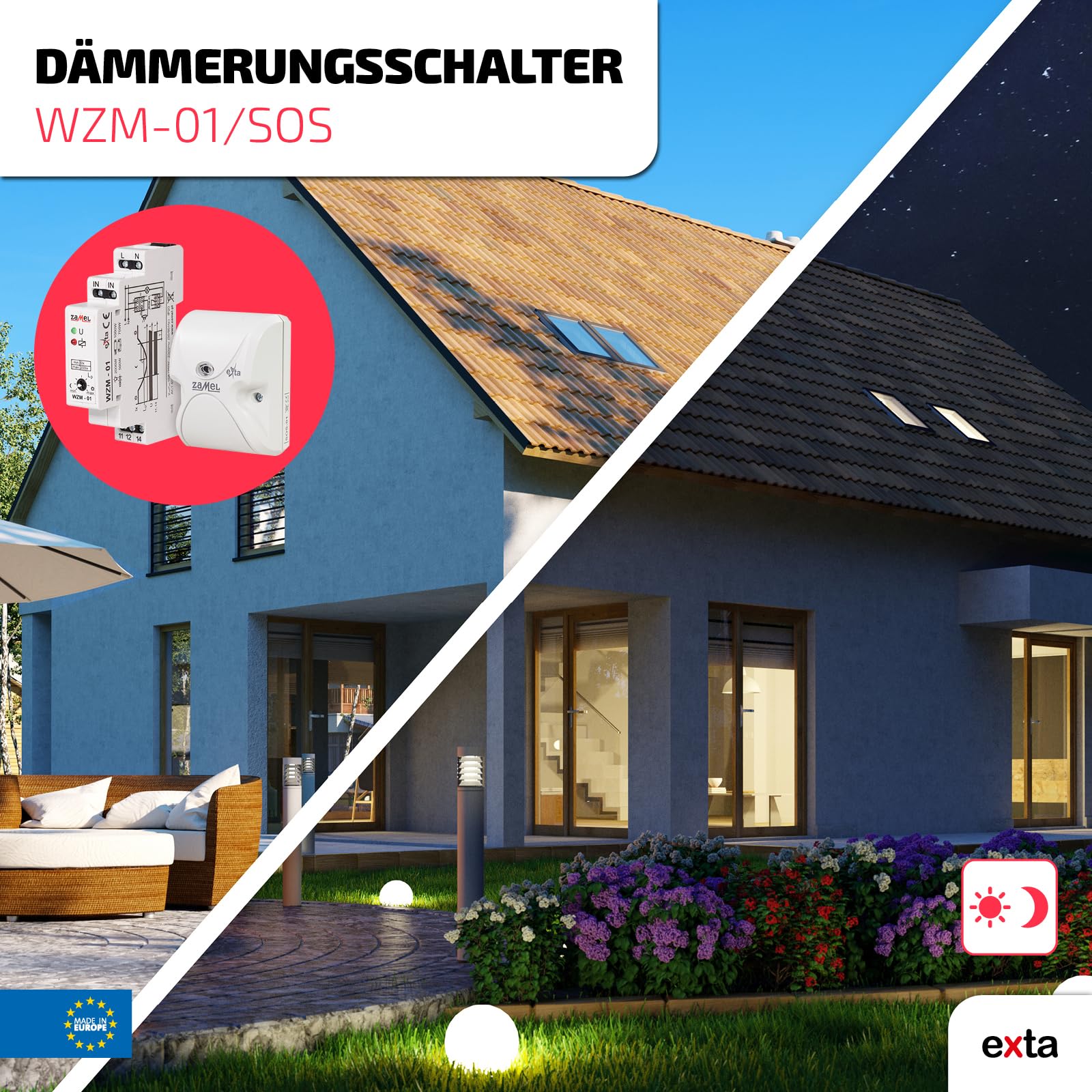 EXTA Dämmerungsschalter, 2 Stück, WZM- 01/ SOS