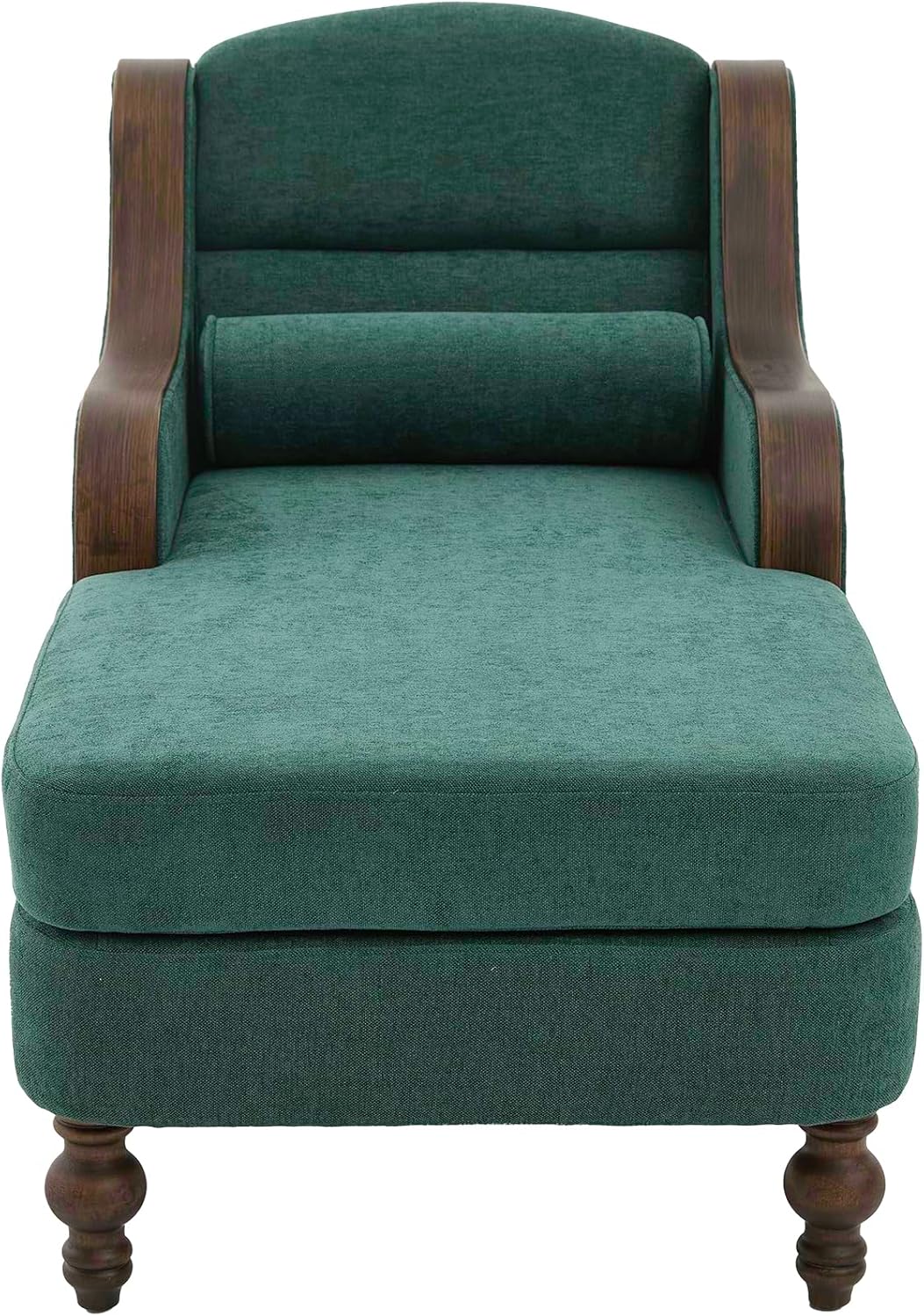 Upholstered Oversized Chaise Lounge Chair, Solid Wood Frame, Comfy Arm Chair with Thick Double-Layer Cushion, Curved Armrests Modern Overstuffed Sleeper Recliner for Bedroom Living Room(Emerald Green)