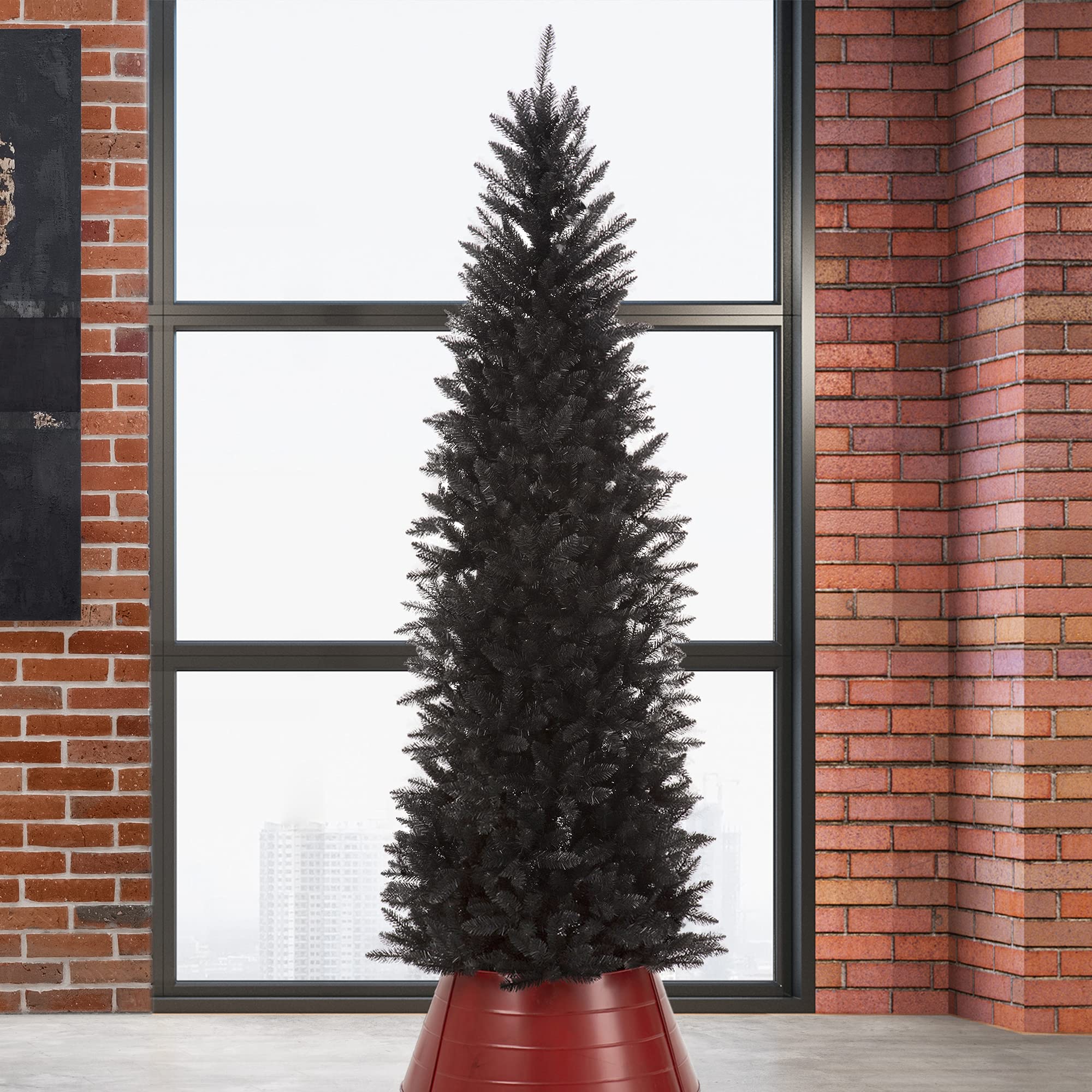 4ft Black Tinsel Artificial Christmas Tree Black Tinsel 7.5' for sale