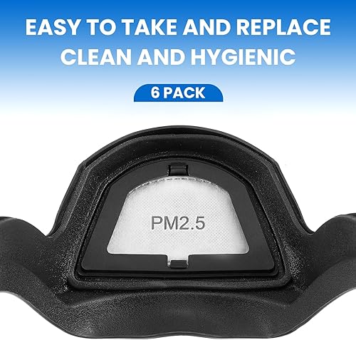 Miniatura 4 de Tellegloww 6 máscaras protectoras antivaho antipolvo, máscara de cara completa, respirador, cubierta completa con 60 filtros reemplazables para