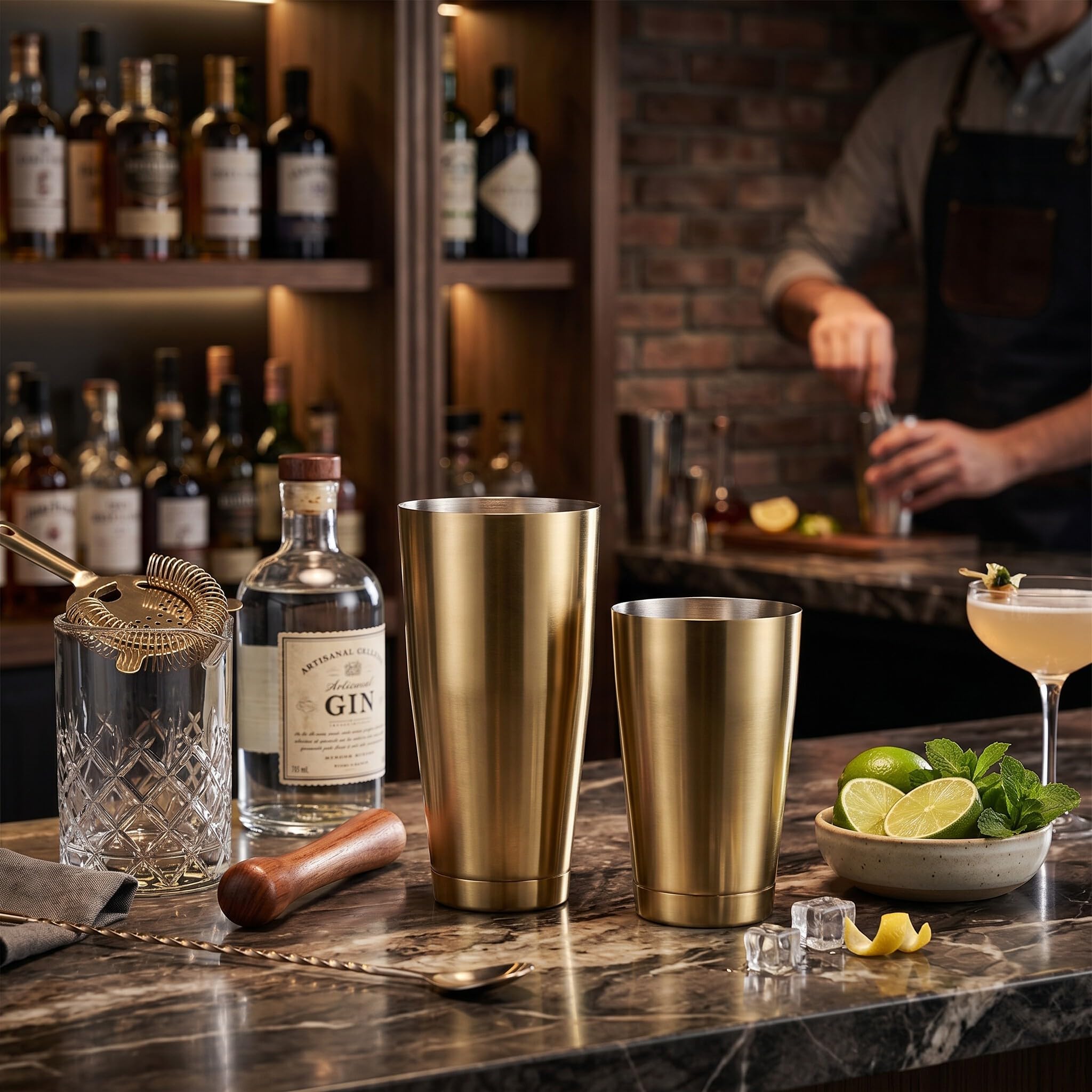 Shaker Boston in Acciaio Inossidabile 600/750 ML con Set di Tazze da Miscelazione per Cocktail, Barattolo per Mixology Professionale per Casa, Bar, Feste, Eventi all’Aperto