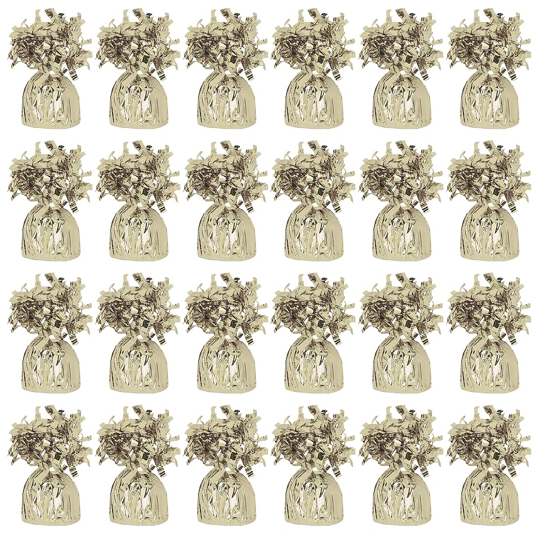 PARTYRAMA.CO.UK Soft Gold Foil Helium Balloon Weights 195gr - Pack of 24 - Durable & Colourful Weights for Birthdays Parties, Events & Celebrations - Perfect Balloon Weight Holders — image 1