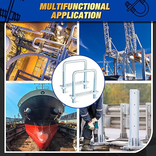 Miniatura 14 de Zonon 6 pernos cuadrados en U con placas de marco y tuercas chapados en zinc para tubo de remolque de barco, suministros industriales de madera