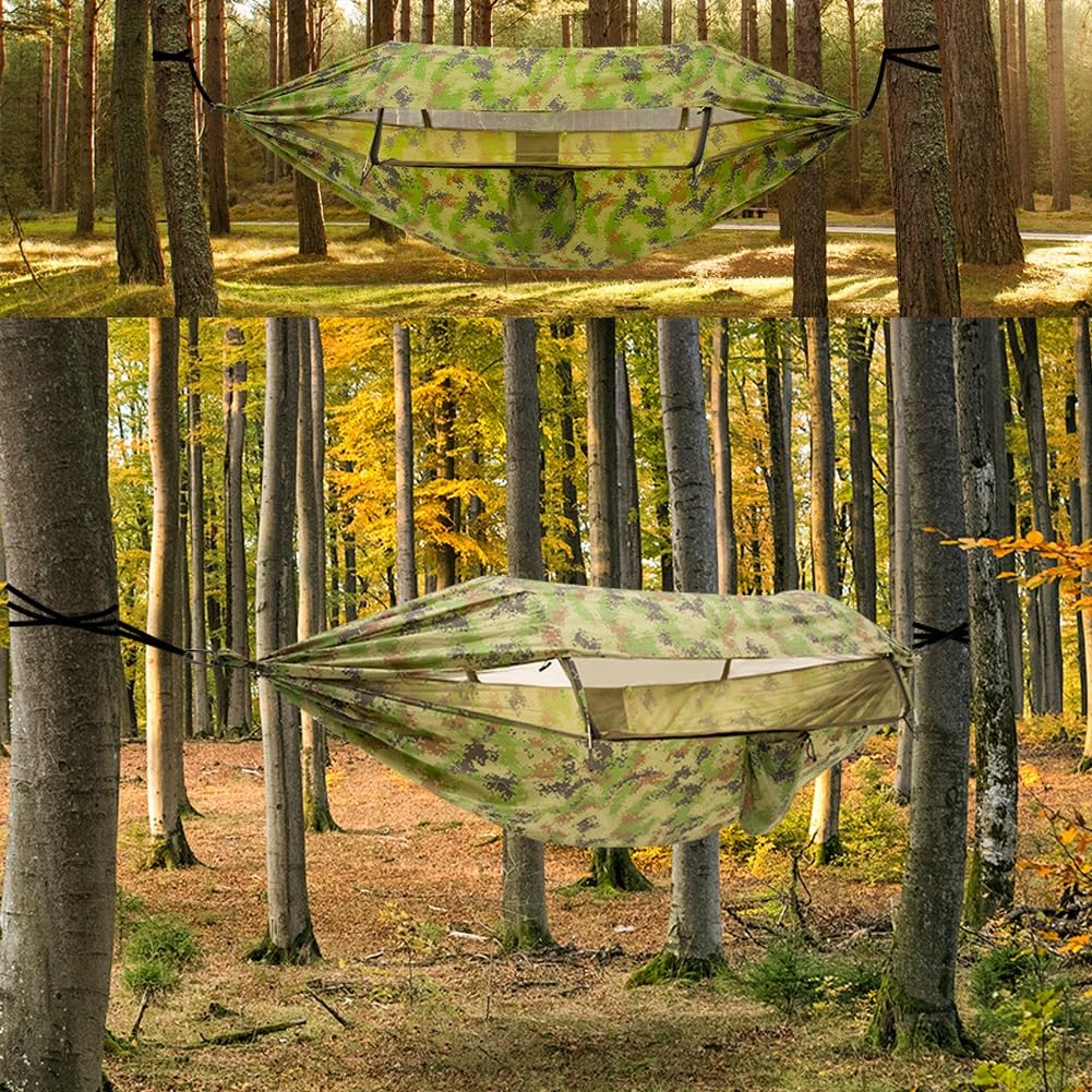 Hamac de camping avec moustiquaire épaisse, équipement d'extérieur imperméable pour la randonnée et les voyages, design durable et ultraléger, idéal pour les amateurs d'aventure