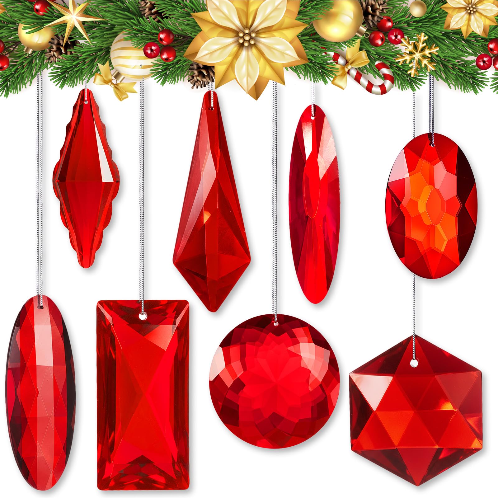 Amazon.com: LemonRoad 8 Pack Jewel Christmas Ornaments 3.15