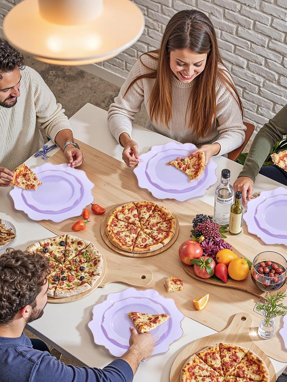 WDF 175Pcs Purple Plates Disposable - Lavender Plastic Plates 25guest Plastic Dinnerware Ideal for Birthday Party/Wedding/Spring/Picnic/Mother's Day
