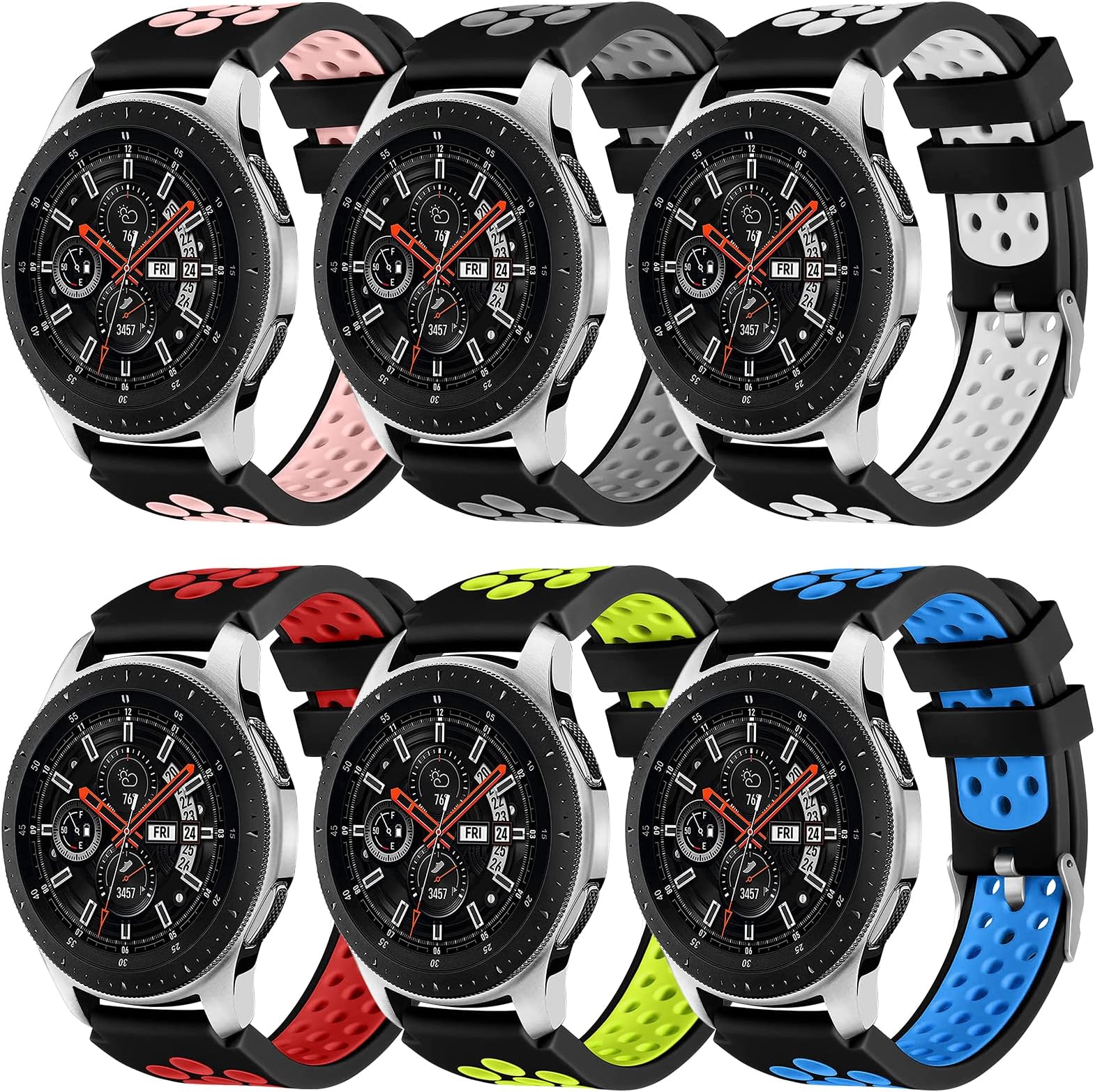 Compatible for Samsung Galaxy Watch 3 45mm Band - Gear S3 Frontier & Classic Bands/Galaxy Watch 46mm bands, 22mm Soft Silicone Replacement Black Bands Sports Straps Breathable Men Women