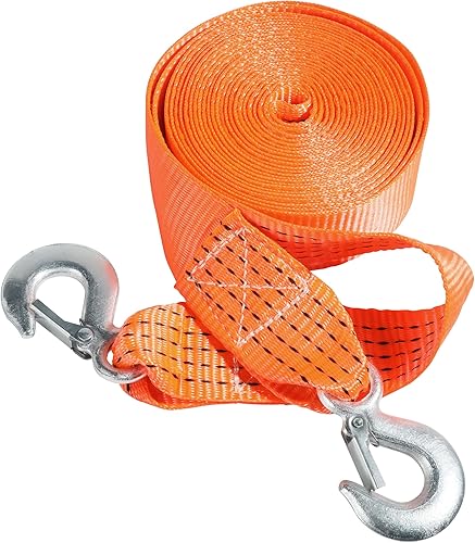 Correa de remolque con ganchos, cuerda de remolque resistente de 2 x 20 pies para vehículos, correa de remolque de automóvil, correas de remolque