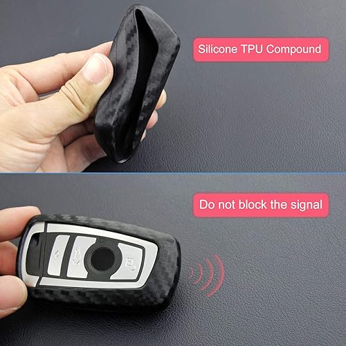 Miniatura 4 de Funda de cuero genuino para llavero BMW Serie 1 2 3 4 5 6 7 Series 5GT GT3 GT5 X1 X3 X4 M2 M3 M4 M5 M6 carcasa para llaves, Negro - Llavero de tejido