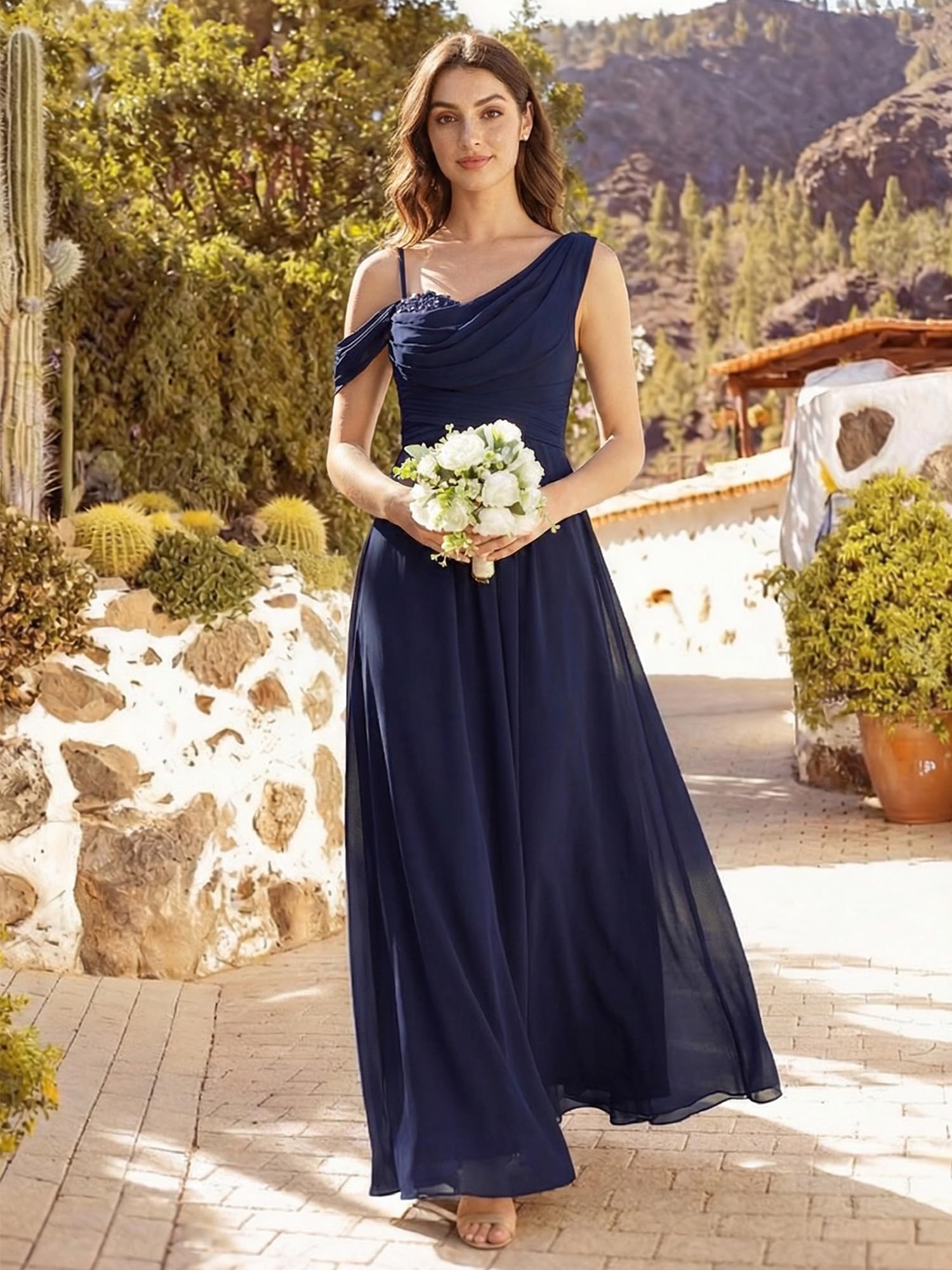 Ever-Pretty Brautjungfernkleider Lang Abendkleider Elegant Chiffon mit Schlitz ES02663