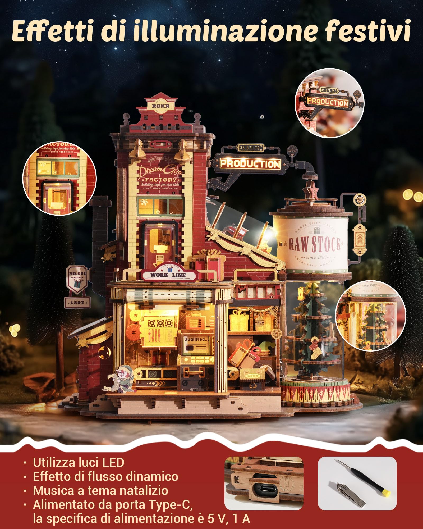 ROKR Puzzle 3D Legno Dream Gift Factory Modellismo da Costruire Adulti Idea Regalo Di Compleanno Unica Per Il Padre Uomo EAB01